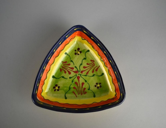 Hand Made Ceramica El Avion Earthenware Dish with Embossed Design, Spain