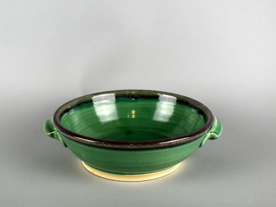 Terri Godfrey Green Studio Art Pottery Bowl with Handles