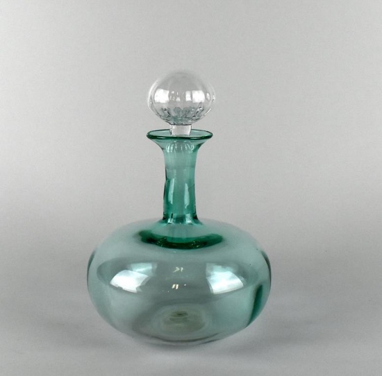 Green Glass Decanter with Clear Glass Stopper