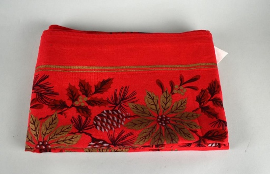Vintage Red & Gold Christmas Table Cloth