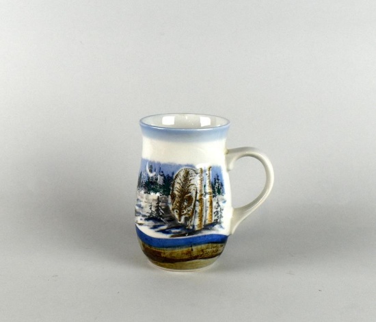Otagiri Blue & White Wolf Themed Mug