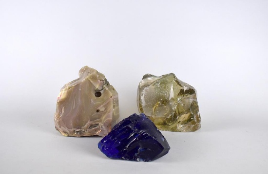 Lot of Three Rocks for Shelf or Garden Decor