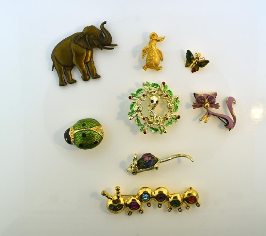 Lot of Animal Motif Costume Jewelry Pins