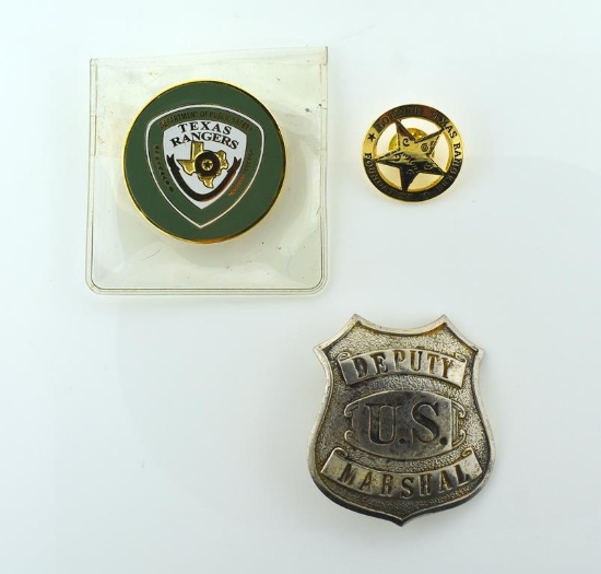 Deputy US Marshall Badge and Texas Rangers Badge