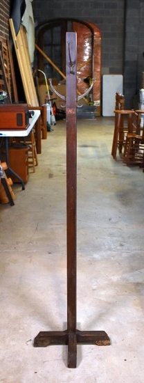 Vintage Wood and Metal Hat and Coat Rack