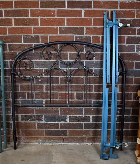 Coffee Brown/Dark Gray Enameled Metal Full Size Bed Frame (Headboard and Box Sprint Support)