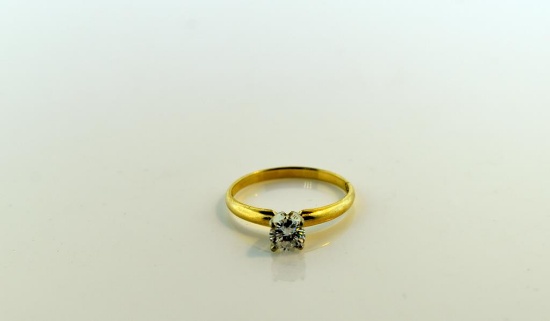 0.46 Carat Brilliant Cut Diamond Solitaire and 14K Gold Ring, Size 6.5