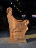 Antique Oak Wood Curved Church Pew