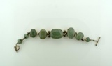 Silver and Green Aventurine Cabochons 8” Bracelet