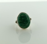 Sterling Silver and Large Aventurine Cabochon Ring, Size 7.5