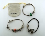 Lot of Three Pandora Silver Slide Charm Bracelets