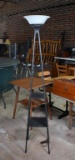 Contemporary Dark Gray Enameled Metal Torchiere Lamp with Frosted Glass Shade