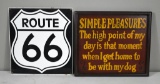 Lot of Route 66 Sign and “Simple Pleasures” Plaque