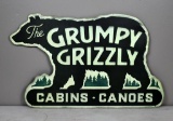 “The Grumpy Grizzly” Cabins ~ Canoes Tin Sign