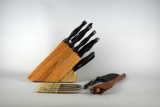 Lot of Eleven Piece Cutco Knife Set with Wood Block, Cutco & Boker Knives in Sheaths, & Others