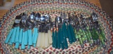 Large Lot of Flatware with Colorful Plastic Handles