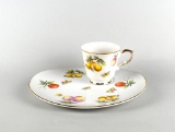 Jonas Roberts Fruit & Butterfly Eight Place Settings Snack Plates with Tea Cups Set, Japan
