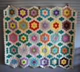 Vintage “Grandmother's Flower Garden” Pattern Quilt