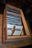 Lot of Vintage 33 Speed Vinyl Pop Records in Wooden Crate