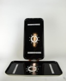Vintage Pair of 19” Black Porcelain Trays with Laurel Wreath Design