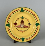 Wangs International Metal Enamel Christmas Santa Cabin Plate