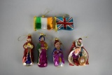 Lot of Six Glass Christmas Ornaments