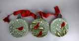 Department 56 Cardinals in Snow Ornament-Shaped Plates on Ribbon