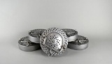 Lot of Five Metal Collapsible Chinese Lantern-Style Hanging Tea Lights