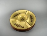 Pfaltzgraff “Village” Relish Server with Lazy Susan Wooden Base