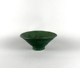 Green Studio Art Pottery Footed Bowl Signed Leah