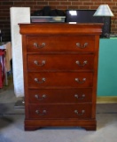 Cherry Finish Six-Drawer Wooden Chest of Drawers