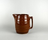 Vintage Uhl Pottery Brown Stoneware Barrel Pitcher Jug