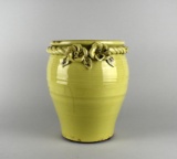 Large Yellow-Green Earthenware Floor Vase
