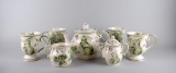 Maxcera Green & White Toile Tea / Coffee Set