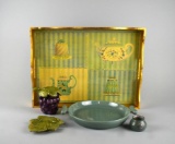 Lot of Household Decorative Tray & Art Pottery Pieces: Red Wing, Gloria, & Others