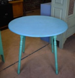 Blue Painted Small Round Table