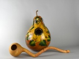 Two Crafted Gourd Bird Houses