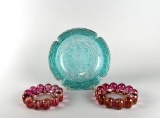 Anchor Hocking Lido Soreno Ashtray & Two Pink Boopie Glass Ashtrays / Catch-Alls