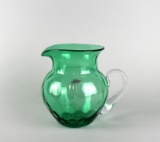 Blenko Handcraft Green Blown Art Glass Pitcher