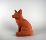 Terra Cotta Fox Figurine Garden Decor