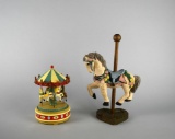 Lot of Carousel Horse Figurine & Enesco Carousel Music Box