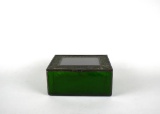 Leaded Green Glass Box with Caged Lid
