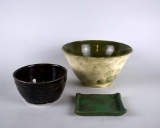 Lot of Three Signed Studio Art Pottery Bowls or Trinket Dish