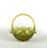 Fenton Green Glass Thumbprint Basket