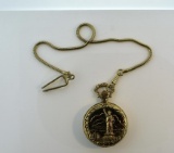 Limited Edition Statue of Liberty Quartz Pocket Watch with Chain