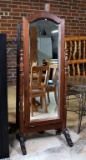 Walnut Finish Cheval Dressing Mirror Stand