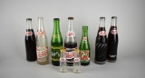Lot of Vintage Glass Pepsi-Cola, Upper 10 and 7- Up Bottles and Pepsi-Cola Salt/Pepper Shakers