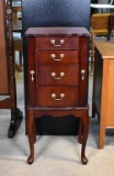 Mahogany Finish Jewelry Armoire with Side Wings