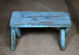 Buttermilk Blue Painted Rough Wood Stool