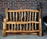 NC Craftsman “Papa Bear” Cedar Log Frame King Bed Frame with Metal Box Spring Support